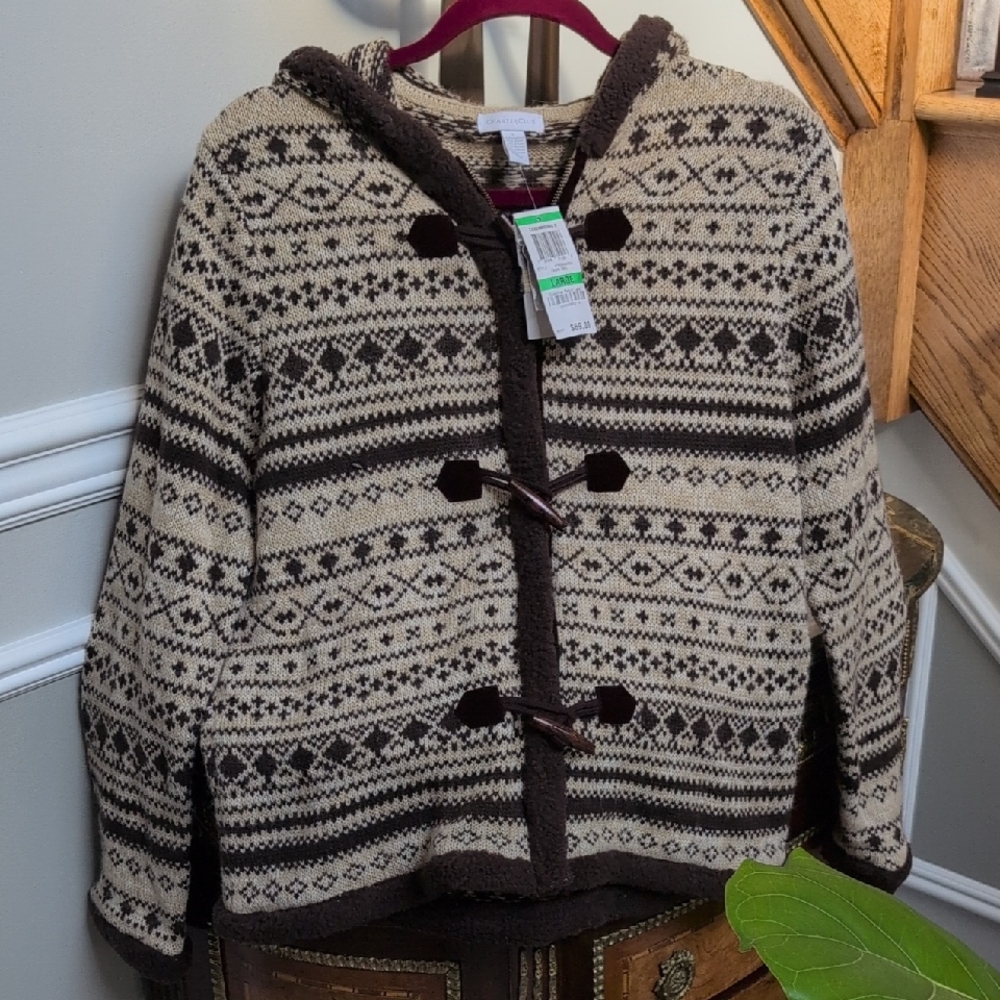 Charter Club Luxembourg II Women's Nordic Sweater. Size L. NWT